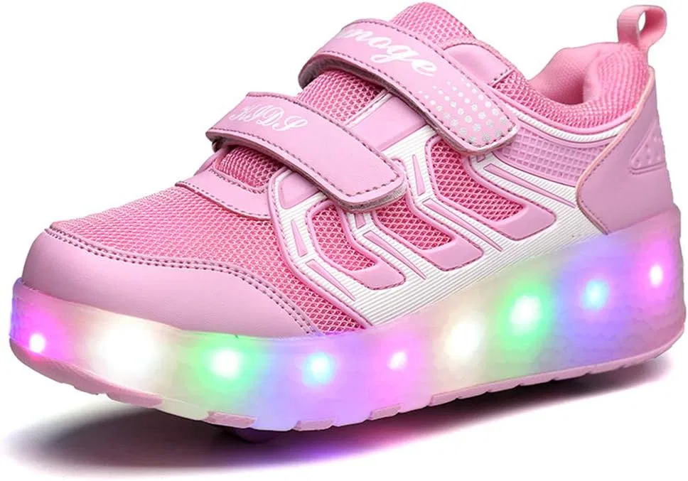 Детские кроссовки-ролики с LED-колесами Unisex Roller Sneakers Exgingle, Pink