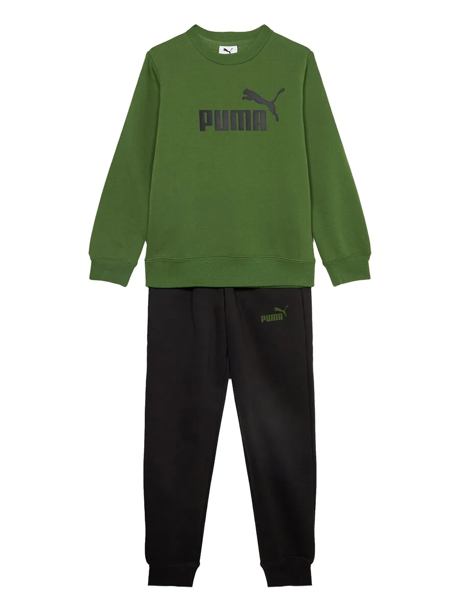 Спортивный костюм PUMA 'Ess No.1' темно-зеленого и черного цвета