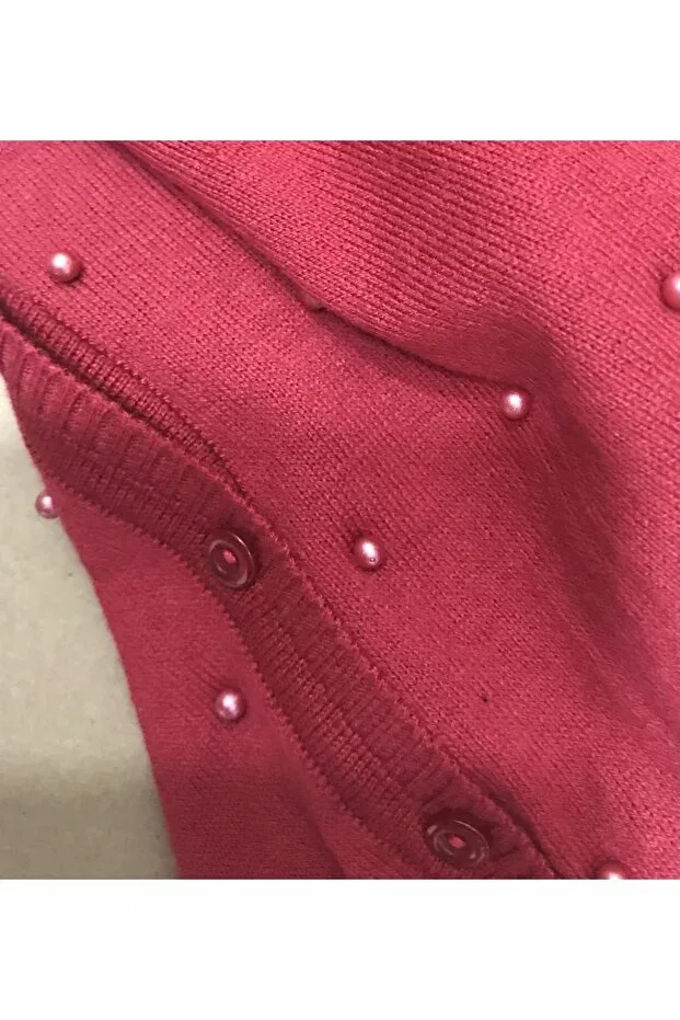 Детский кардиган для девочек хлопковый Pearl Cardigan Nonno Kids, Dark Red — фото 2