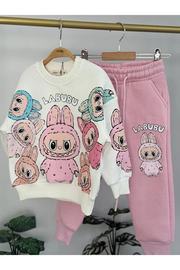 Детский комплект для девочек с принтом Labubu Printed Paty Kids, Pink — фото 2