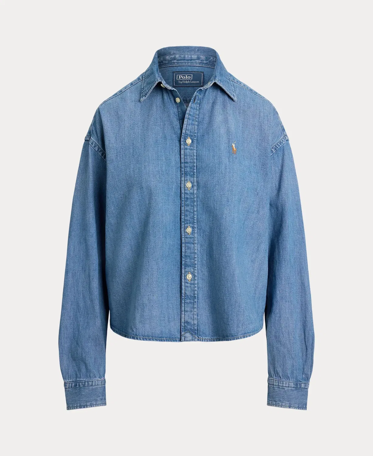 Женская джинсовая рубашка с вышивкой Polo Ralph Lauren, Denim — фото 4