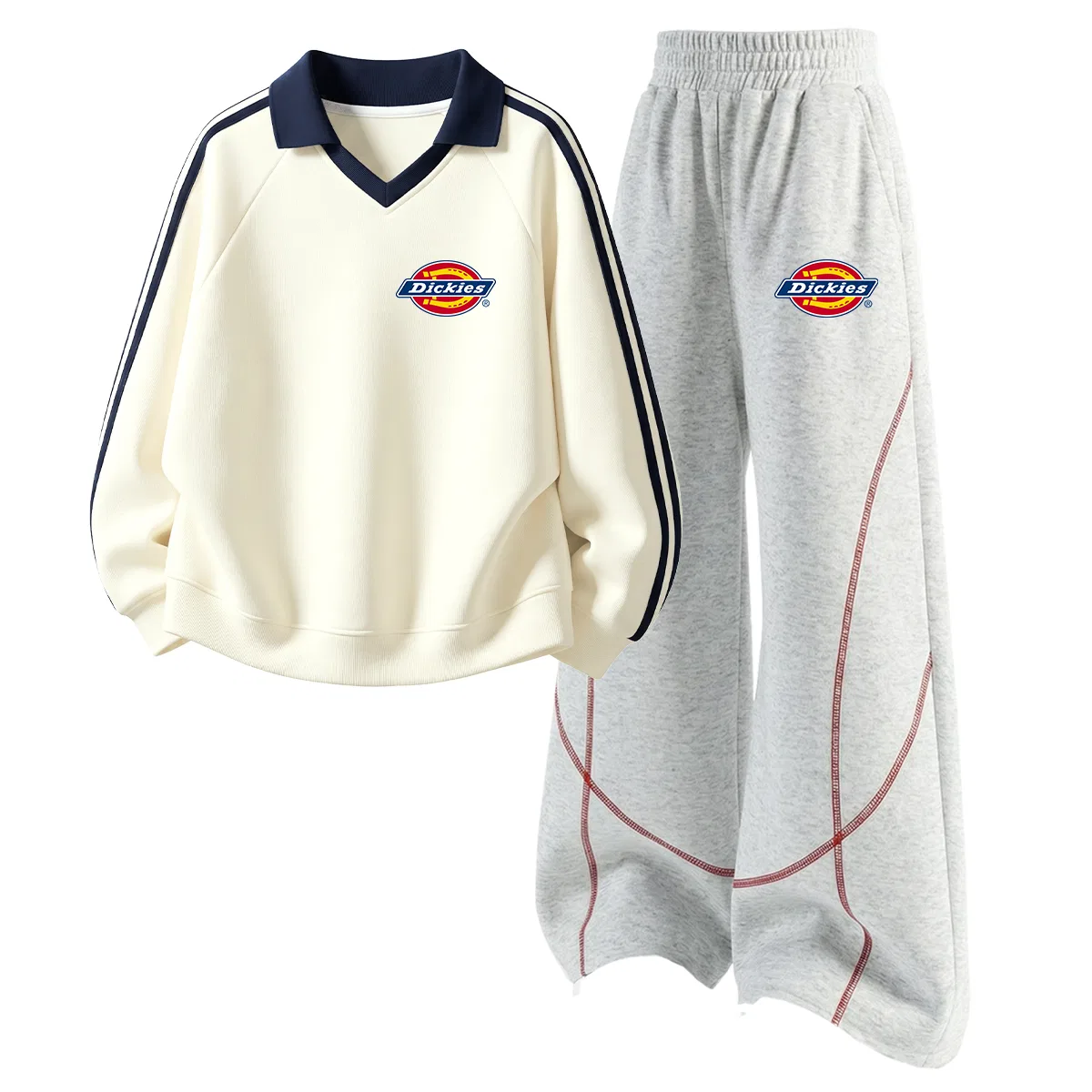 Детский комплект из двух свитшотов с логотипом, модель Standard Logo Thick K, Dickies, Ivory White/White Heather Gray