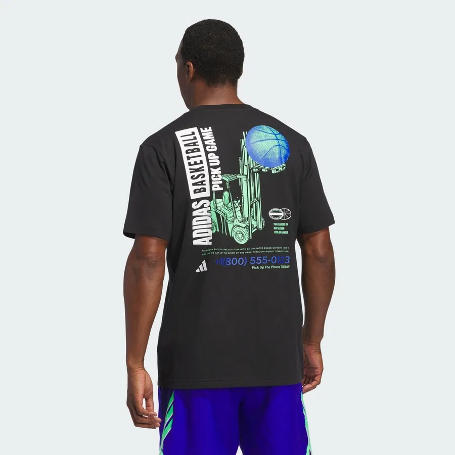 Футболка с графическим принтом Pick-up Game Graphic adidas, Черный — фото 2
