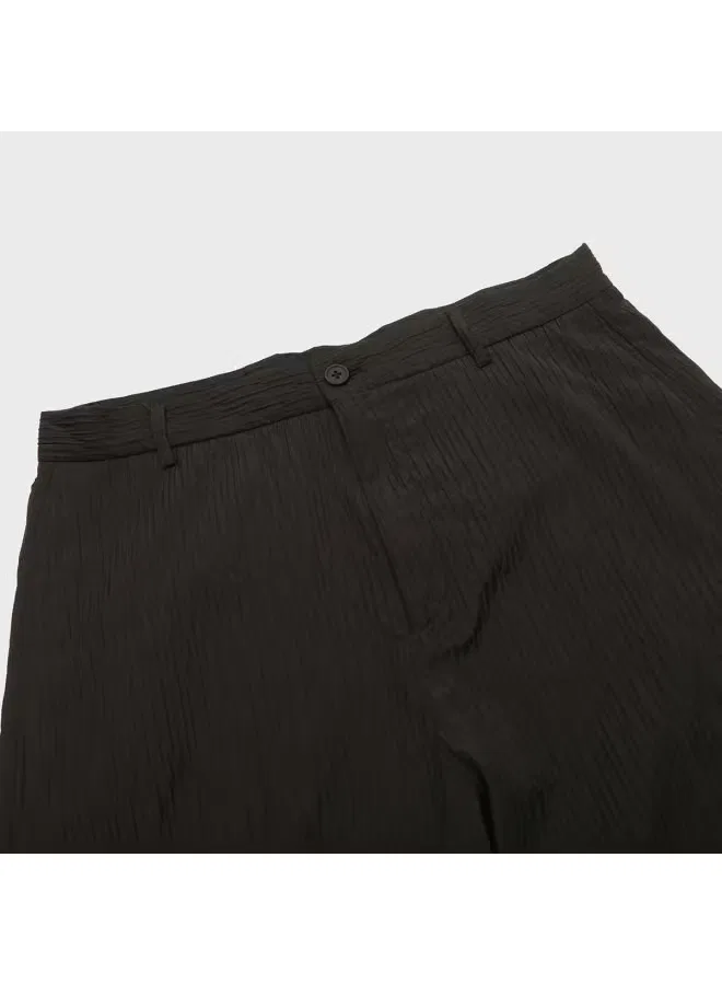 Брюки свободные с текстурой Zara, черный — фото 4