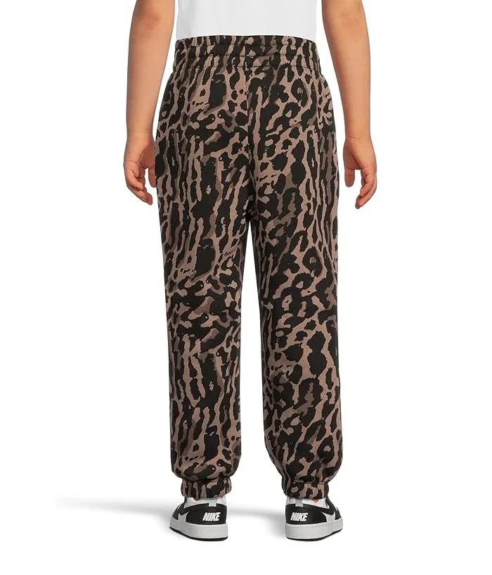 Штаны спортивные флисовые Sportswear Club Fleece Printed Loose Pants Nike Kids, Black/Black — фото 2