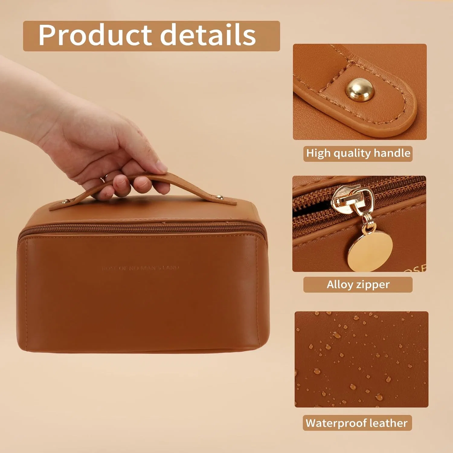 Набор из 3 дорожных косметичек из искусственной кожи Zaleeta, Brown — фото 4