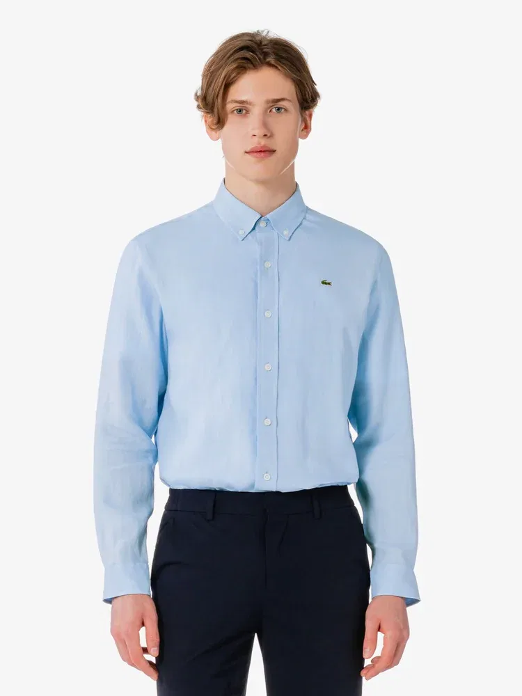 Рубашка с длинным рукавом из льна LACOSTE, Sky Blue