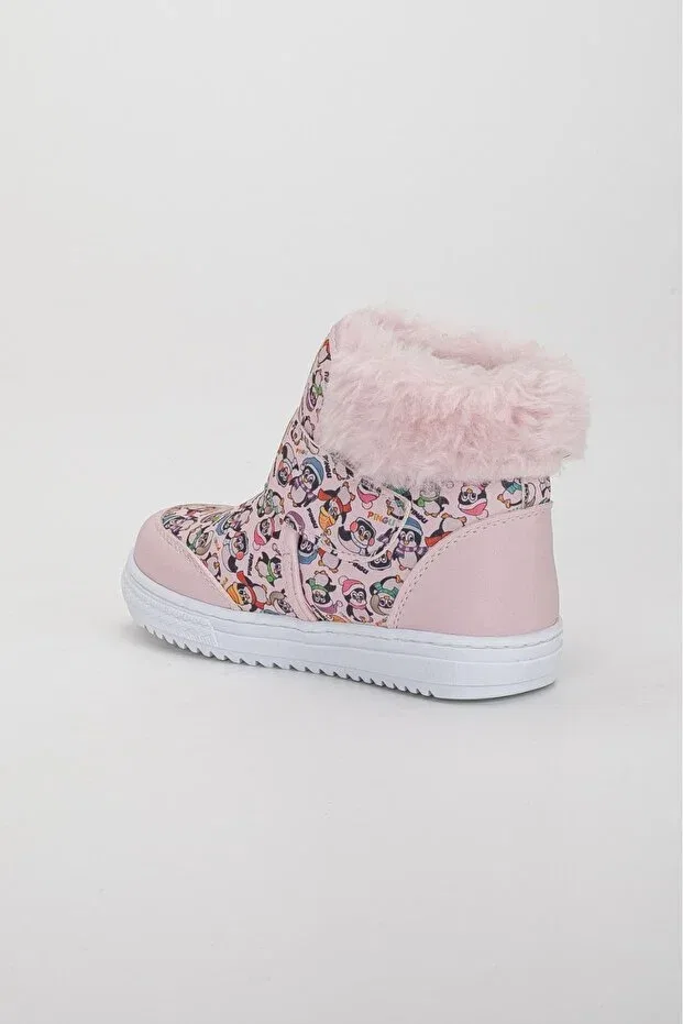 Детские ботинки для девочек с мехом Generic Brands, Pink Pingu Print — фото 3
