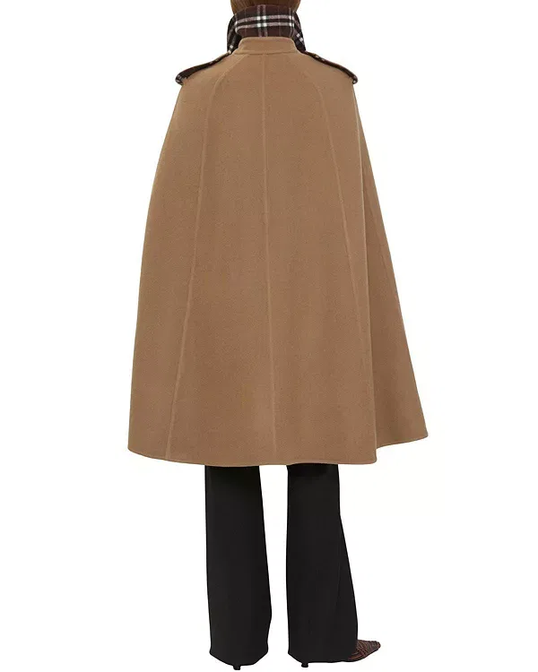 Женское пальто-накидка из шерсти Belmont Burberry, Camel Brown/Treacle Brown — фото 2