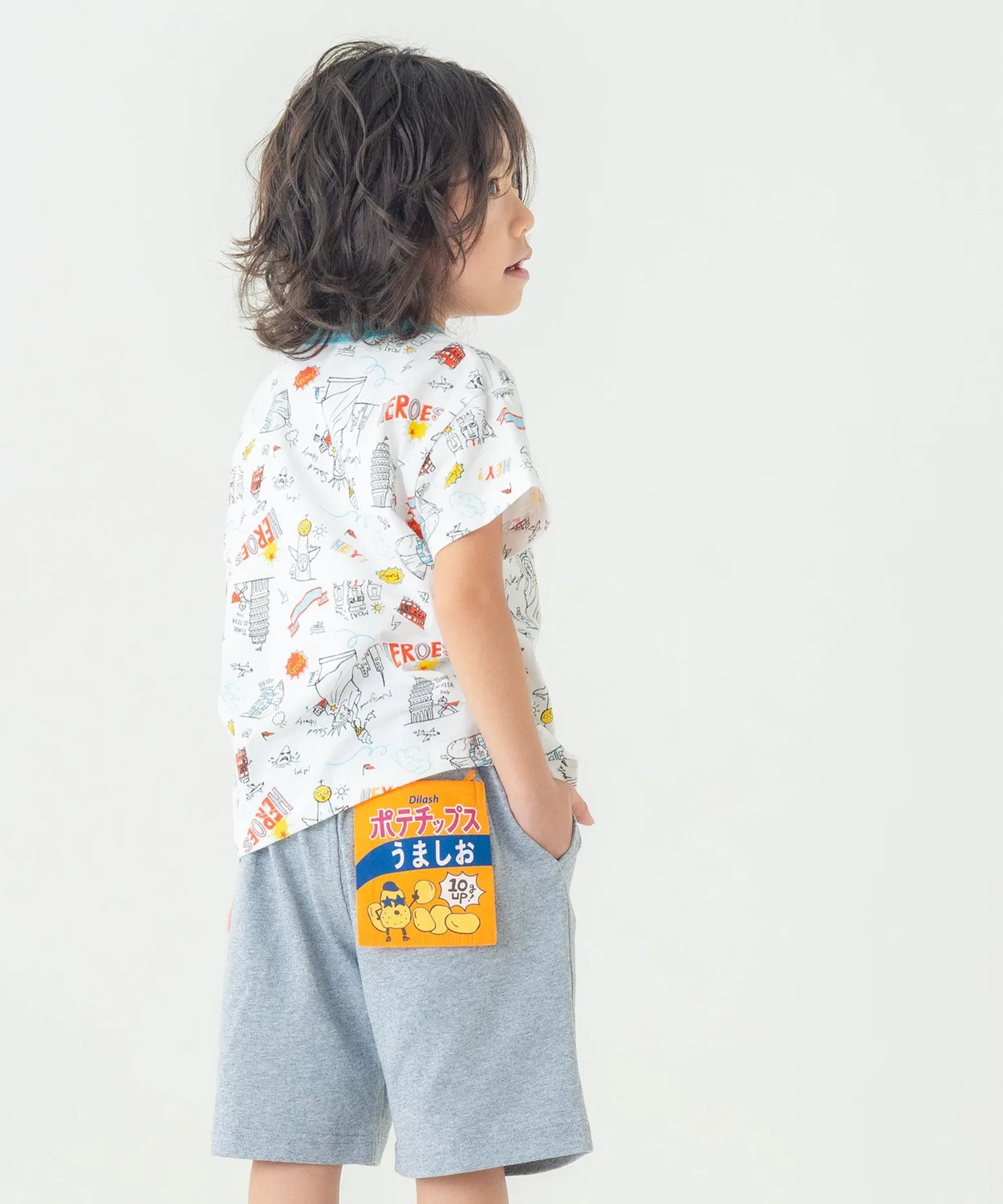 Детские шорты с принтом Poteto Chip Pocket Half Pants DILASH, Blue — фото 4