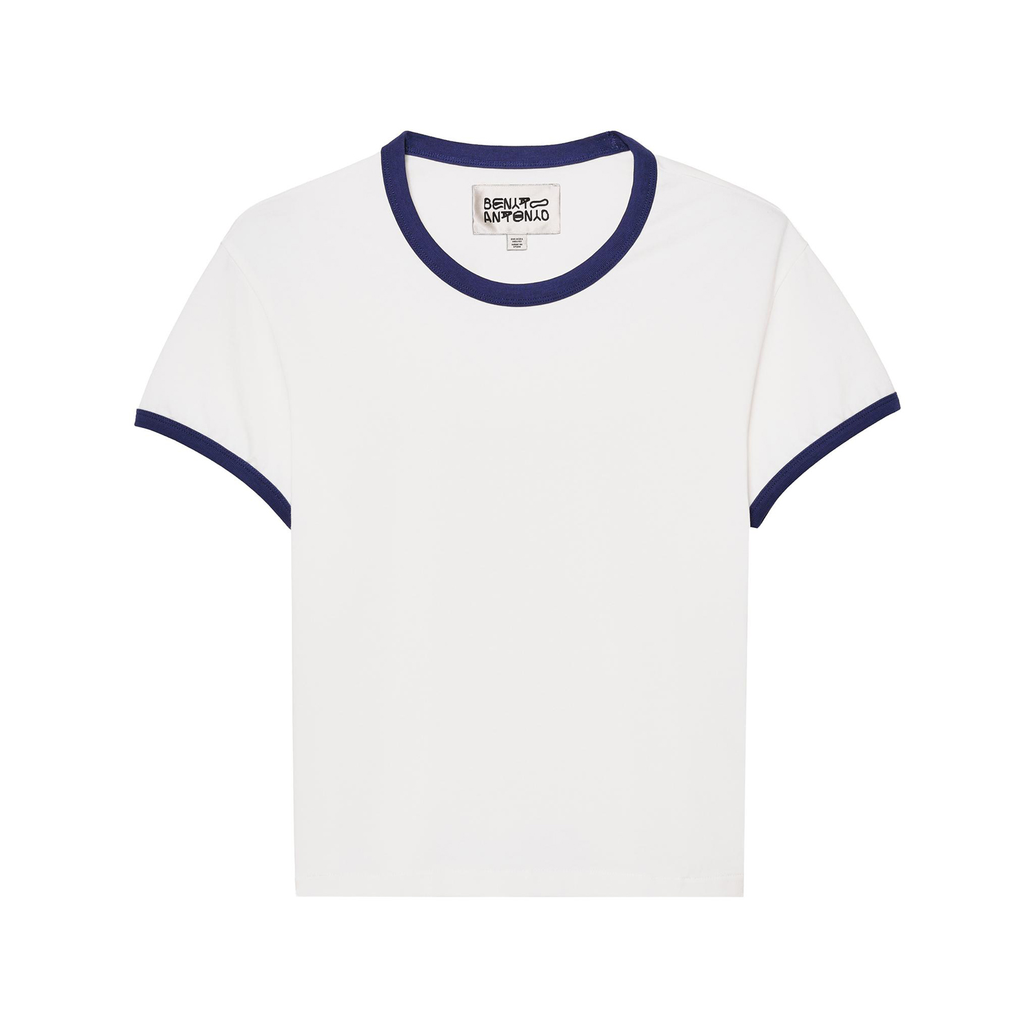 Футболка Zara Benito Antonio Collection Slim Cropped Rib Contrast, устрично-белый — фото 3