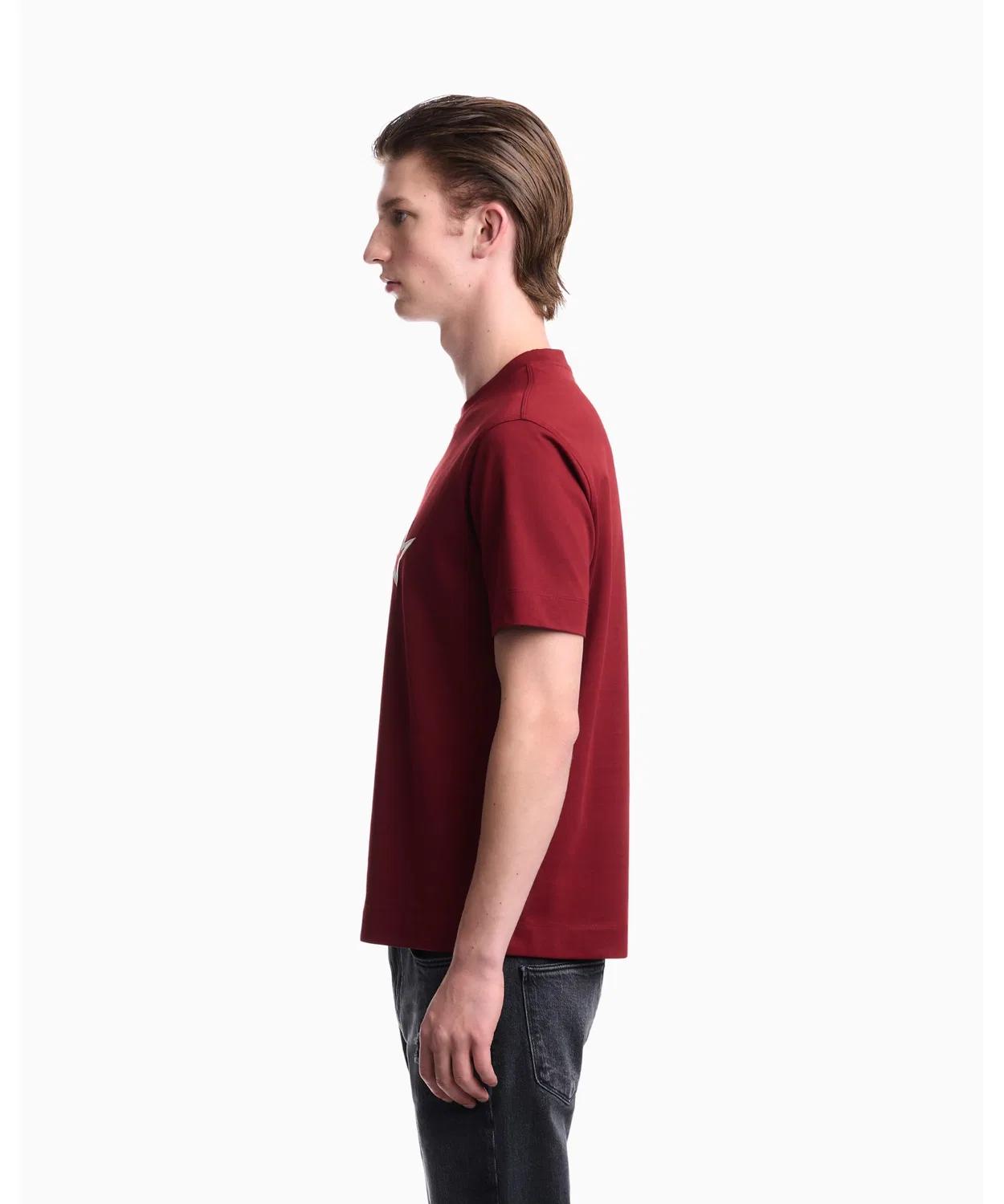 Мужская футболка с коротким рукавом из плотного хлопка EMPORIO ARMANI, Wine Red — фото 4