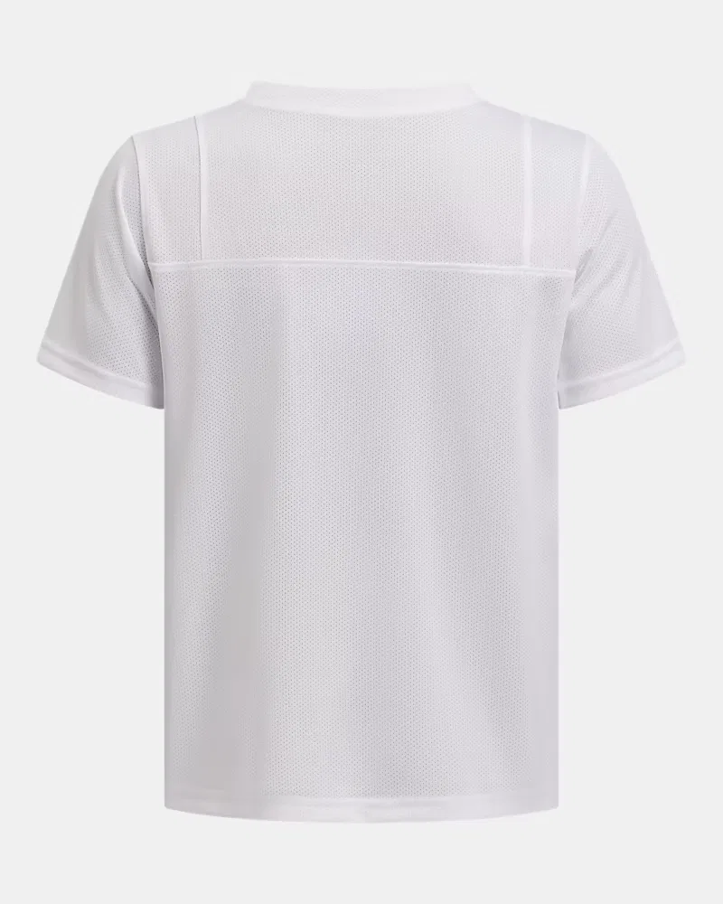 Детская спортивная футболка из дышащей сетки UA Big Win Flag UnderArmour, White/Black — фото 3