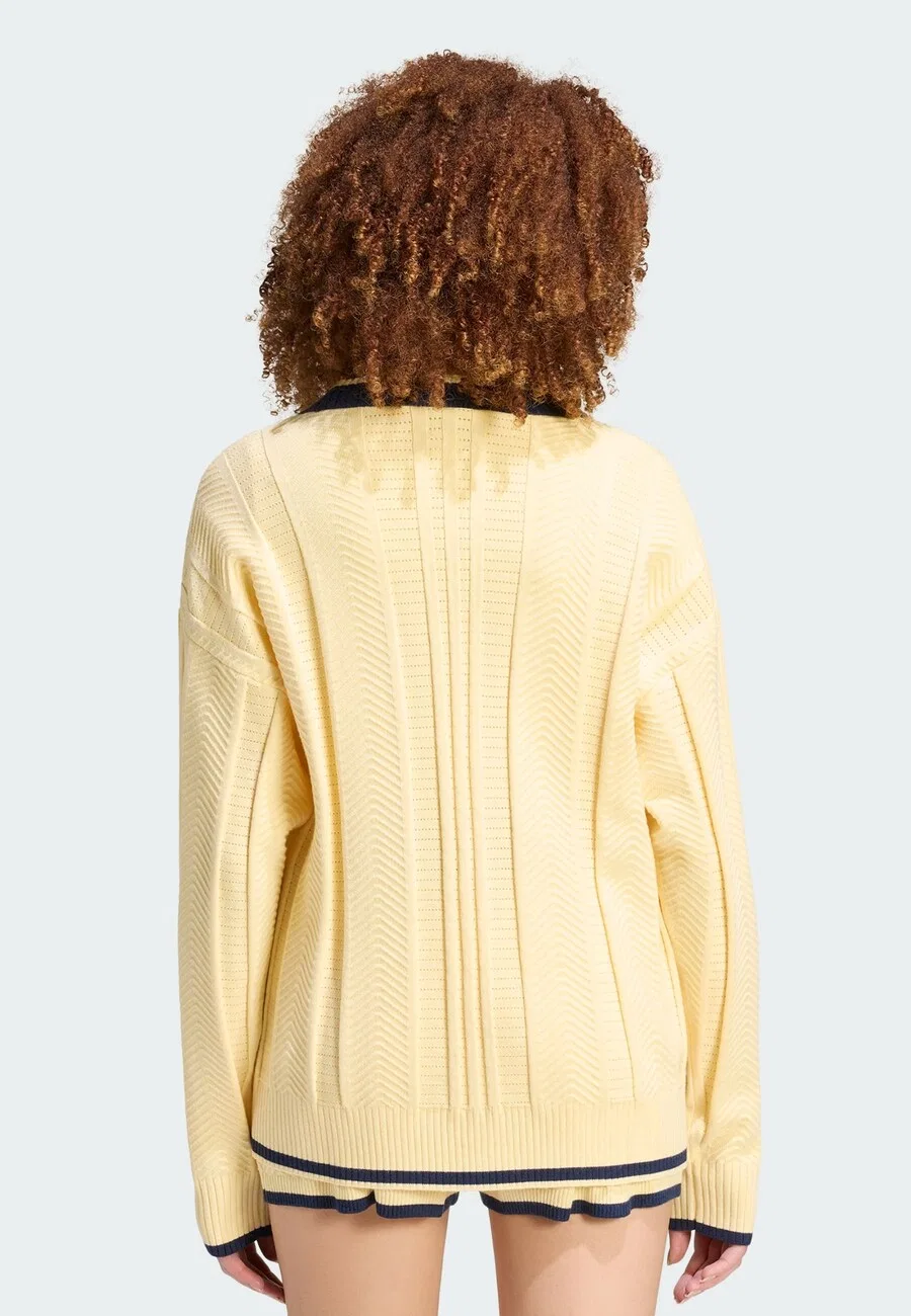 Вязаный кардиган ADIDAS ORIGINALS светло-желтого цвета — фото 3