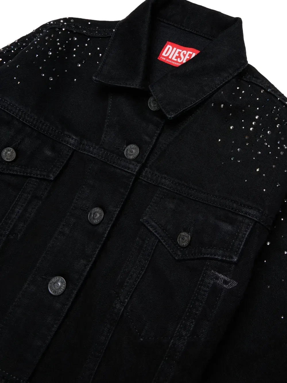 Джинсовая куртка со стразами Diesel Kids, черный — фото 3