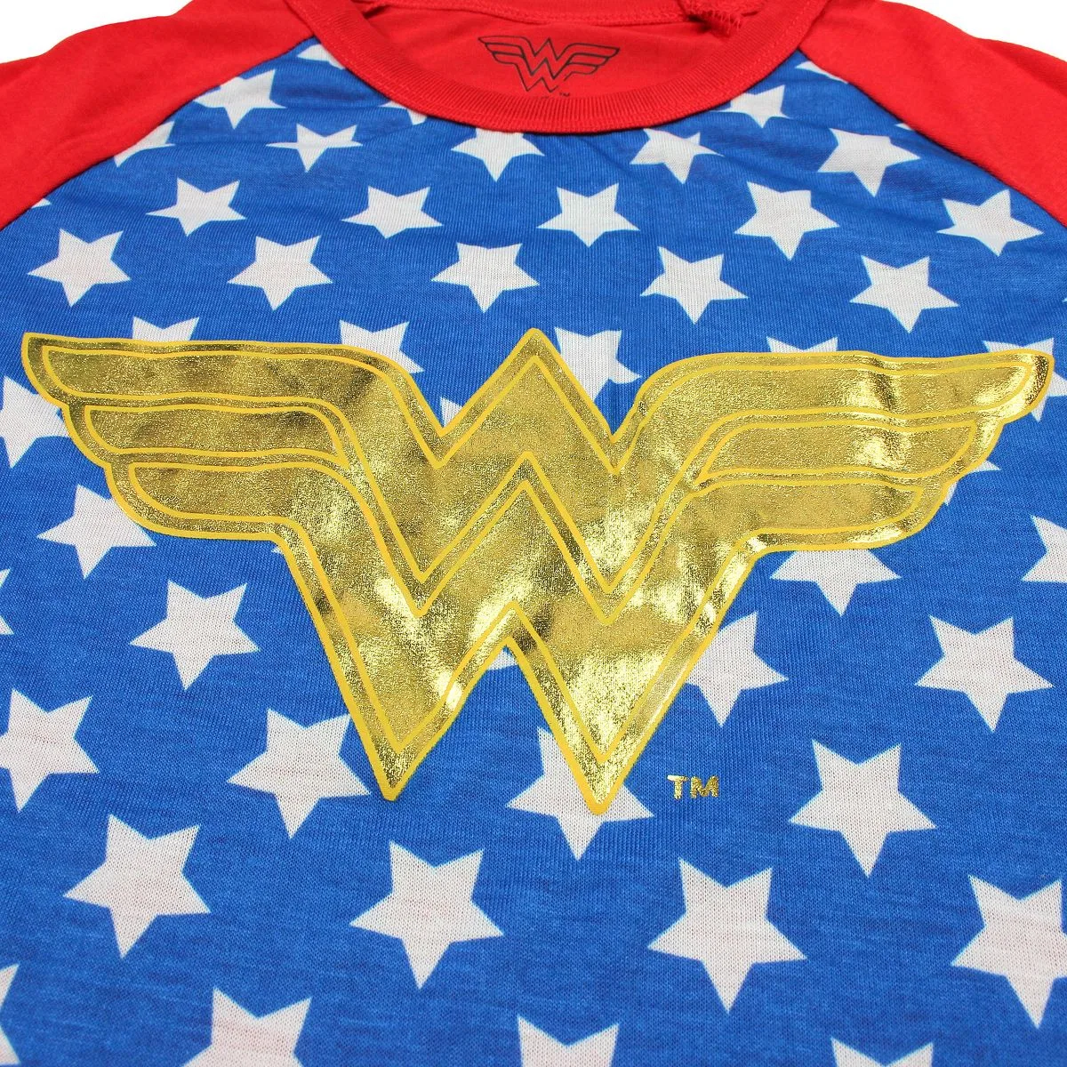 Детская ночная рубашка с длинным рукавом с принтом Wonder Woman Raglan Gold Foil Wonder Woman, Blue — фото 3