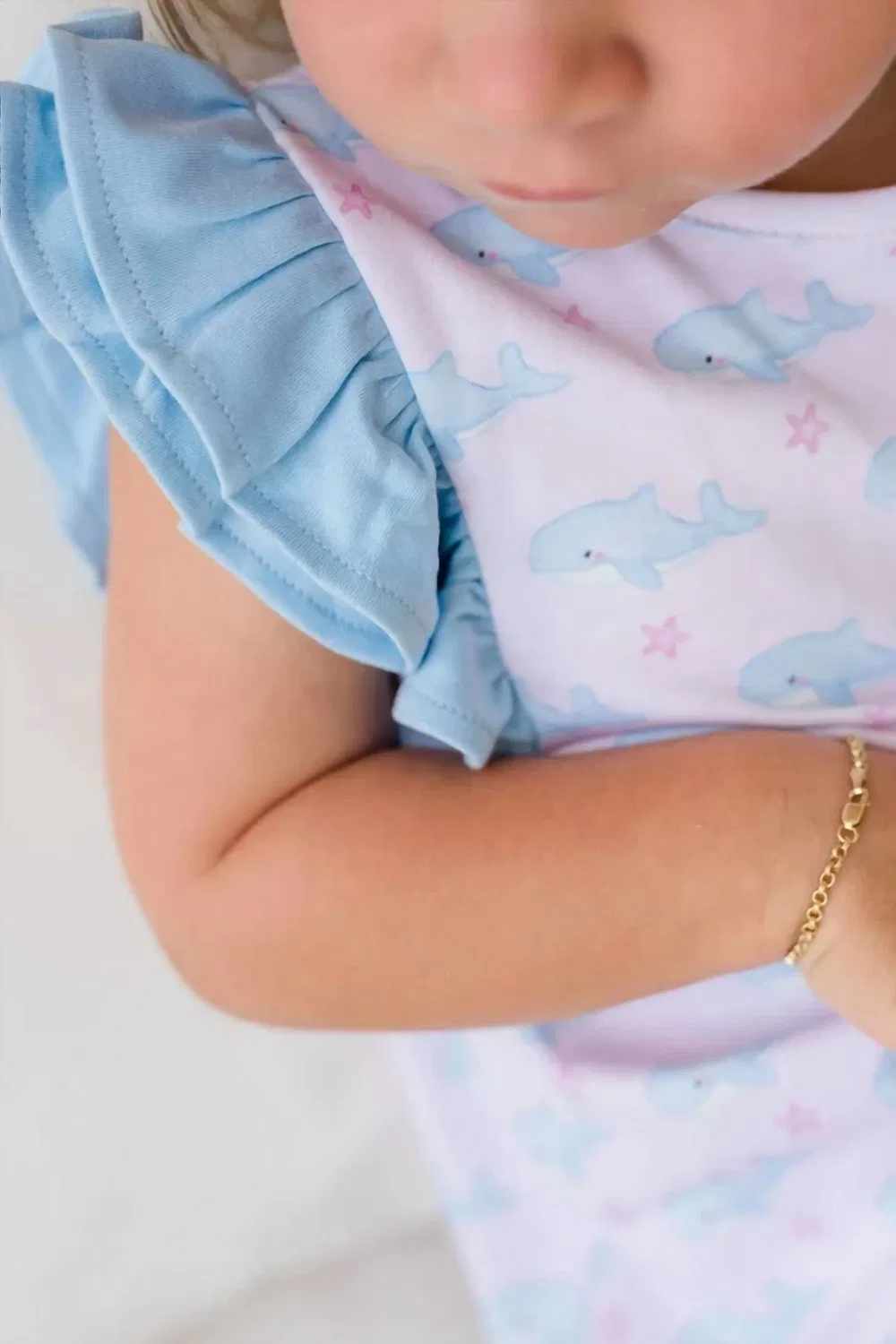 Детский боди-комбинезон для девочек с принтом Oh Whale James & Lottie, Light Pink — фото 4