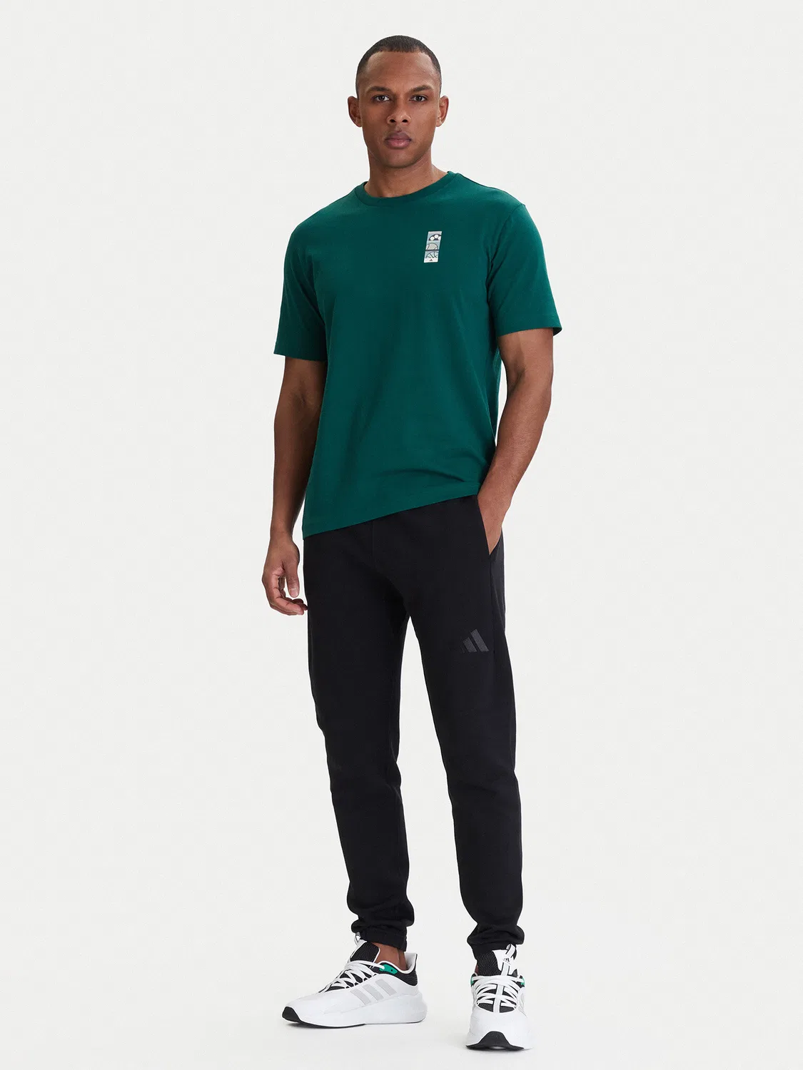 Мужские спортивные брюки свободного кроя French Terry Adidas, черный — фото 2