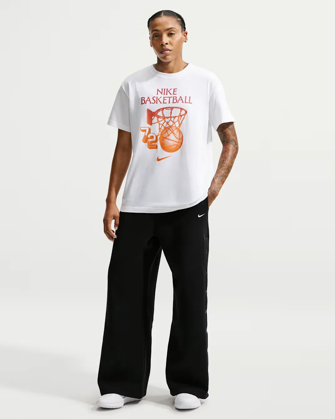 Женские баскетбольные брюки из флиса Therma-FIT с отрывными элементами Nike, Black/White