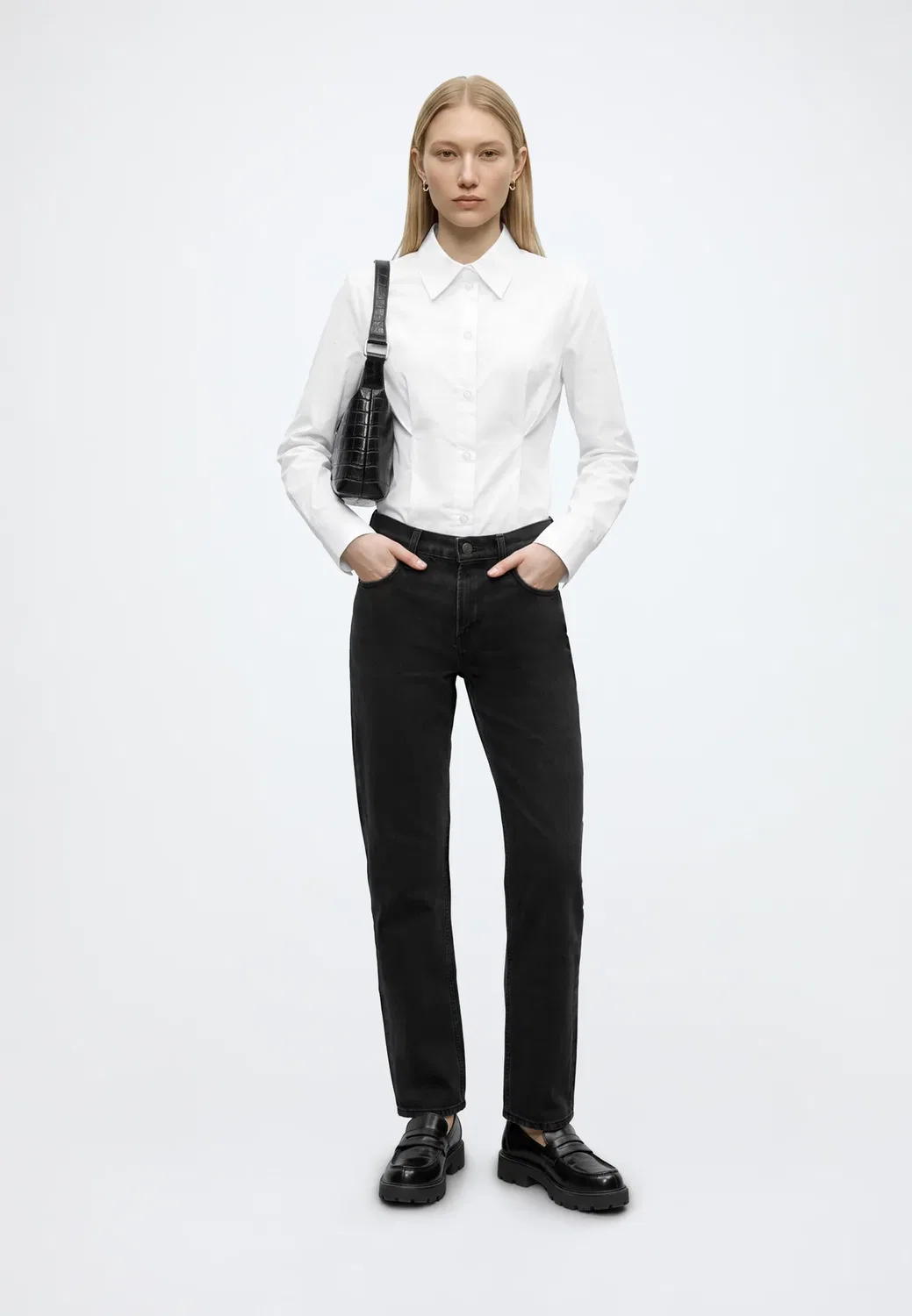 Узкие джинсы-бочонки - джинсы зауженного кроя Gap, Black Wash — фото 2