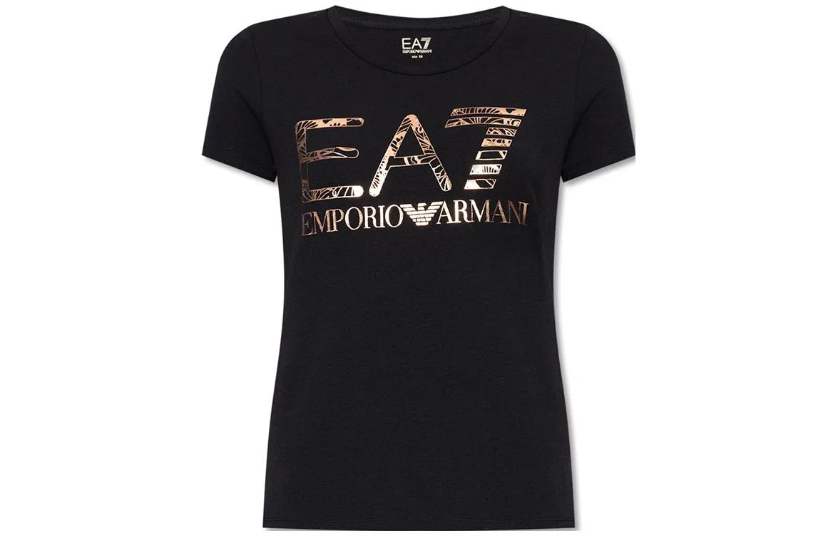 Женская футболка с длинным рукавом с принтом EMPORIO ARMANI, Black