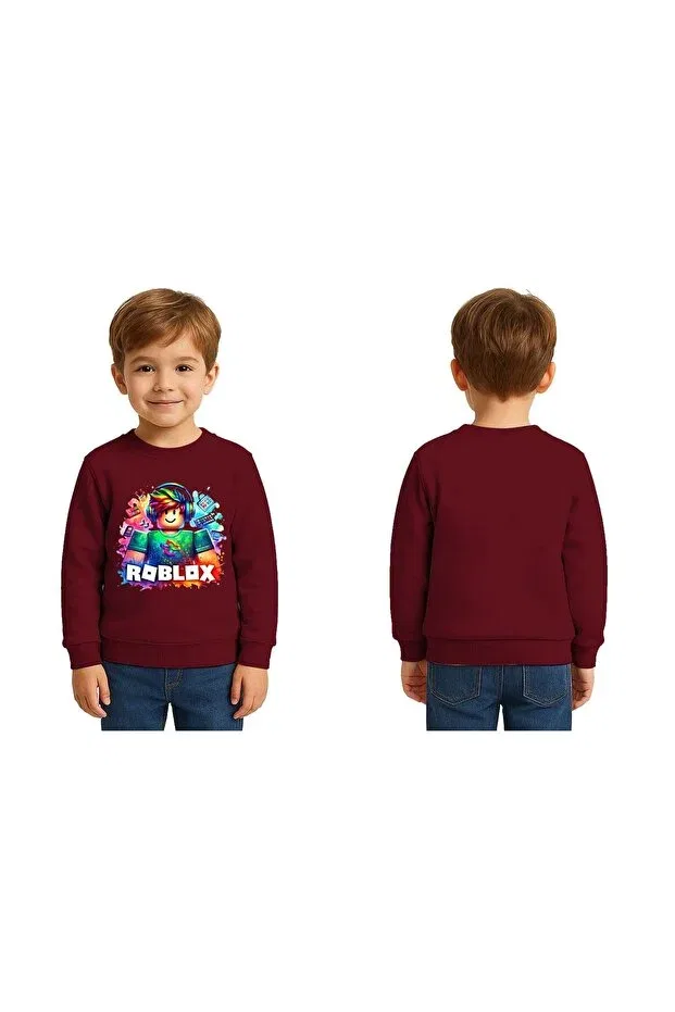 Детские свитшот для девочек с принтом Roblox Printed Sedirli, Burgundy