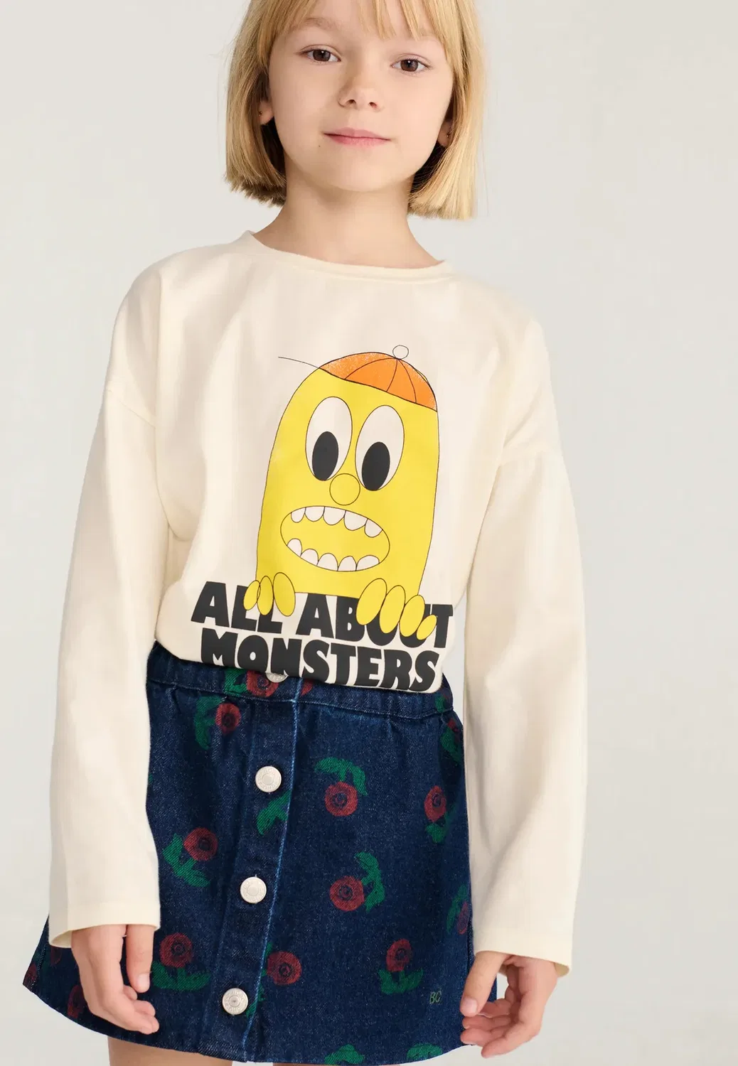 Юбка А-силуэта с цветочным узором Stamp bloom Bobo Choses, Navy Blue — фото 2