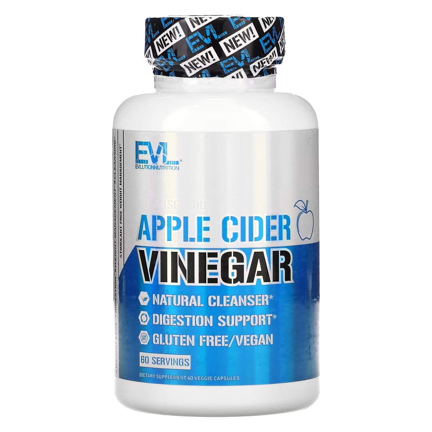 

EVLution Nutrition, яблочный уксус, 60 вегетарианских капсул