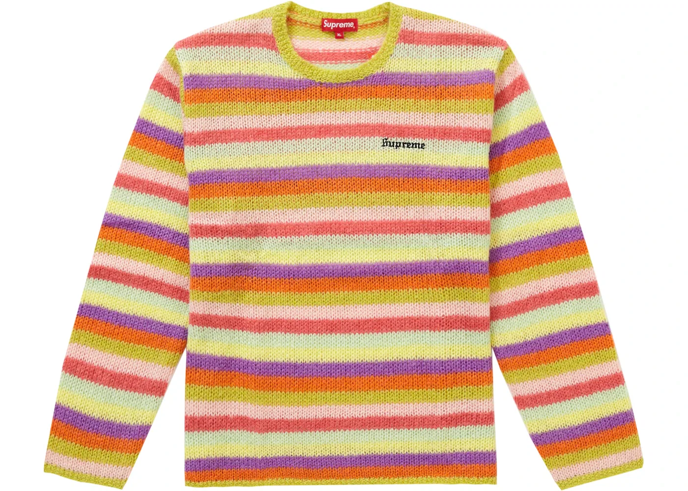 Мужской свитер с принтом Supreme Stripe Mohair Sweater Supreme, Acid Green