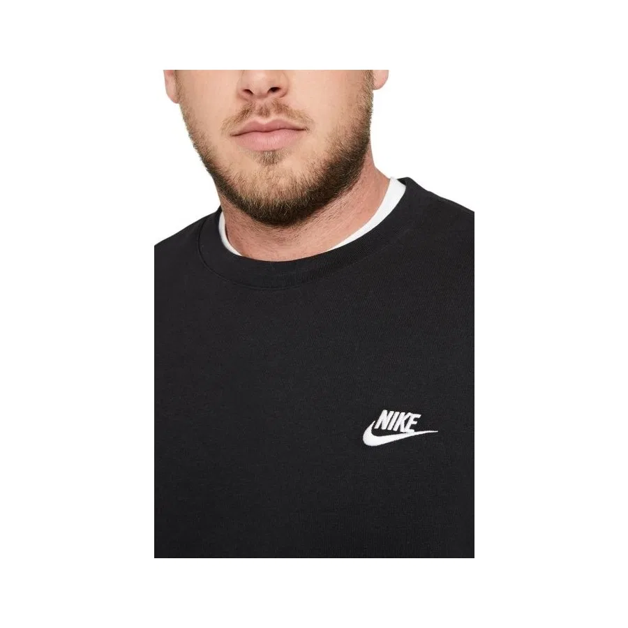 Мужской свитшот с круглым вырезом и длинным рукавом, модель Sportswear Club Fleece Crew, Nike, Черный — фото 3