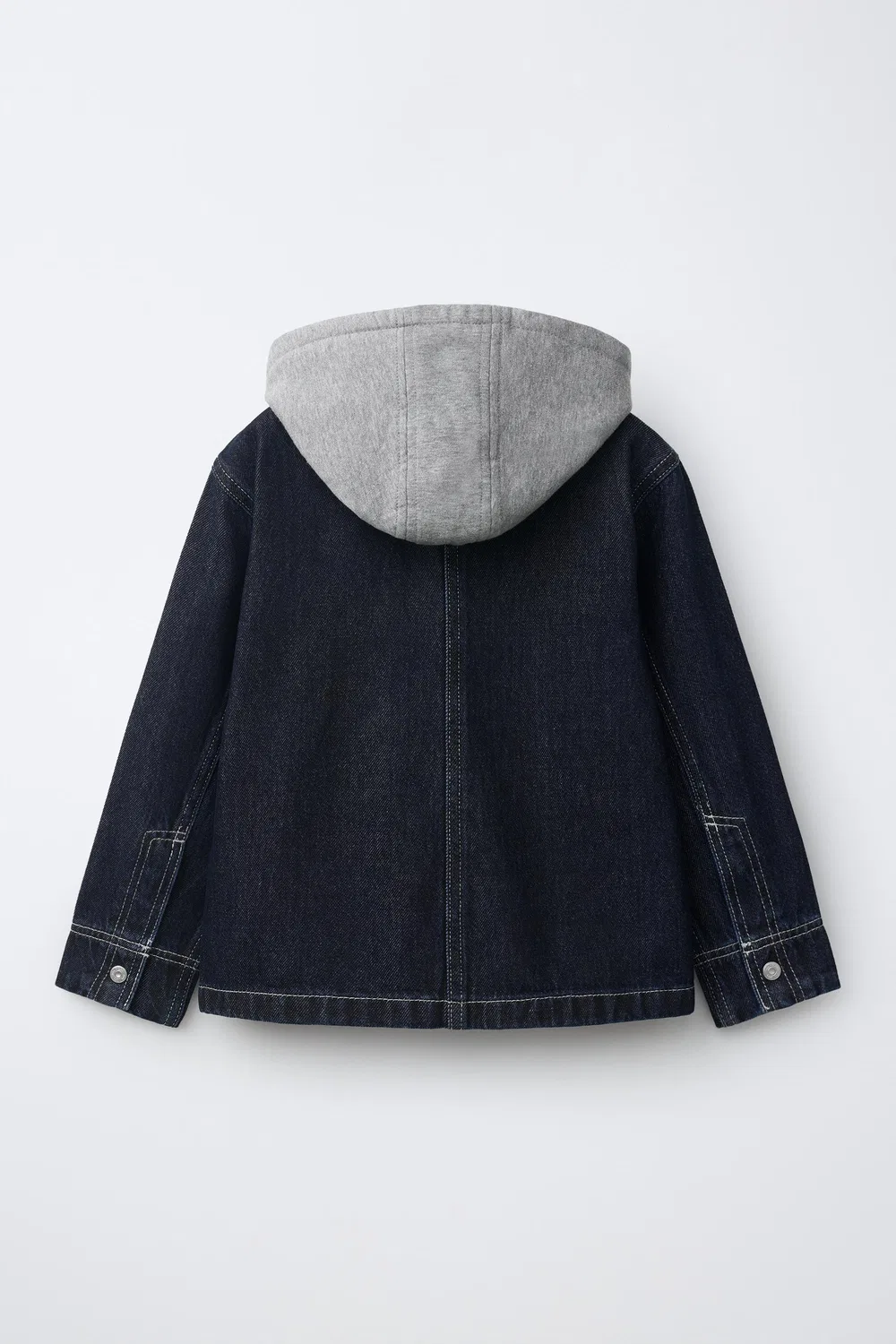 Джинсовая рубашка-куртка со съемным флисовым капюшоном ZARA, Indigo — фото 3