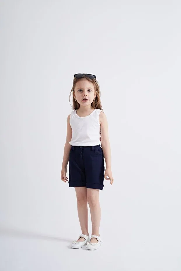 Детские шорты для девочек хлопковые Oliven The Kid, Navy Blue — фото 4