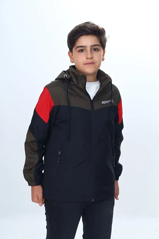Детское пальто для мальчиков с принтом Sport Printed Hooded Toontoy, Черный — фото 2