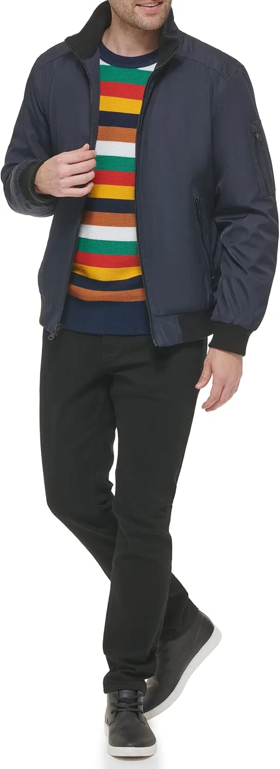 Мужская ветровка с подкладкой из флиса, модель Sherpa-lined Hooded Soft Shell Jacket, Calvin Klein, Rip Stop True Navy — фото 4