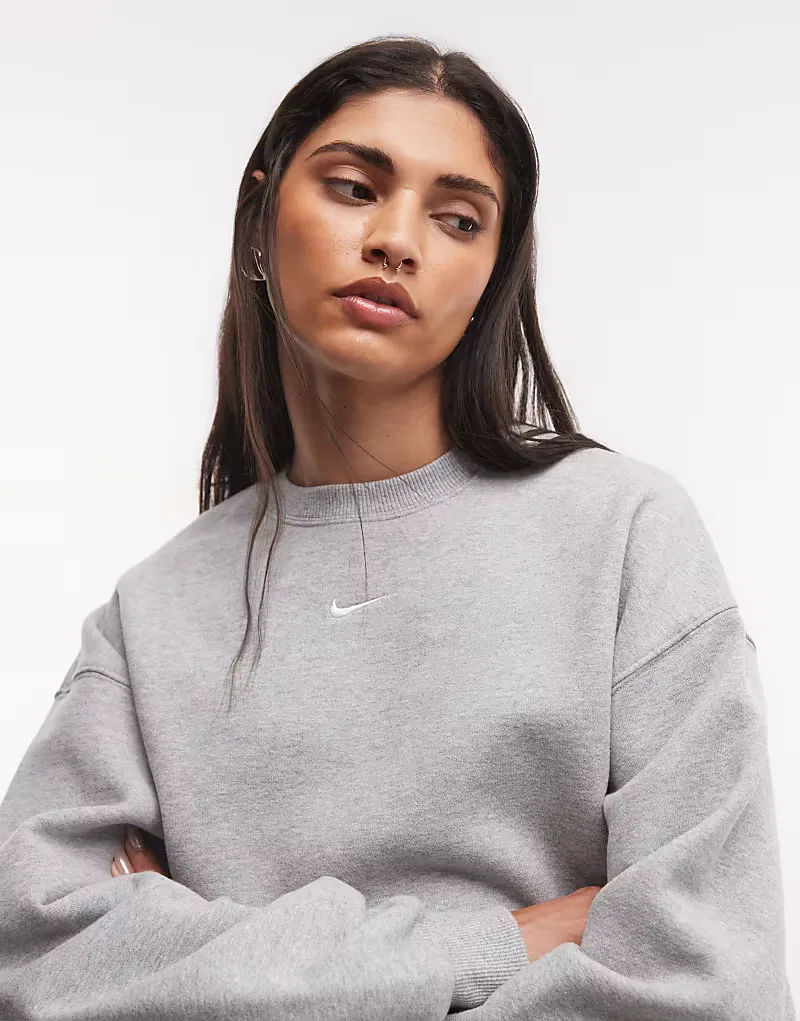 Толстовка Nike Studio Fleece средней плотности, свободного кроя, серый
