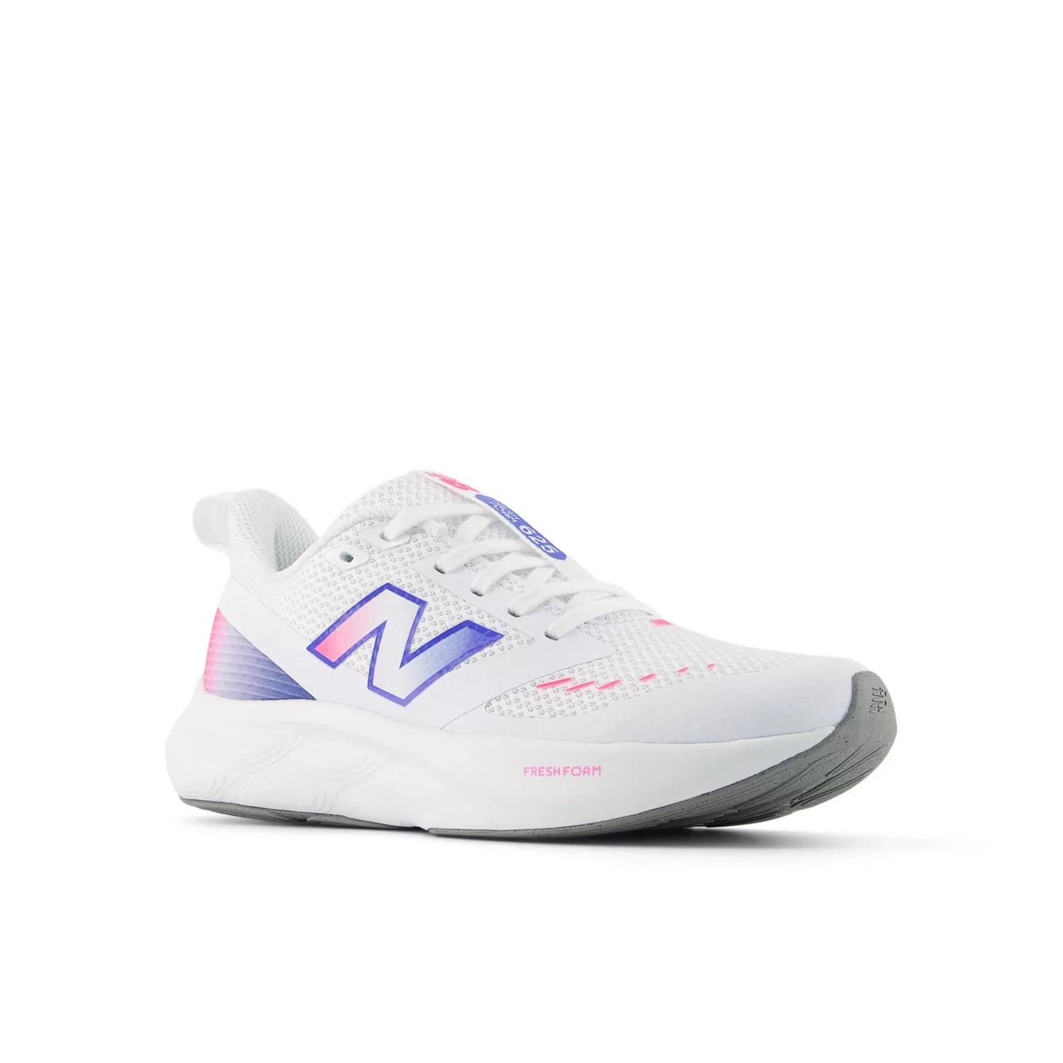 Детские кроссовки для повседневной носки с дышащим верхом 625 Lace New Balance, White With Pink Heat And Bluebird — фото 2