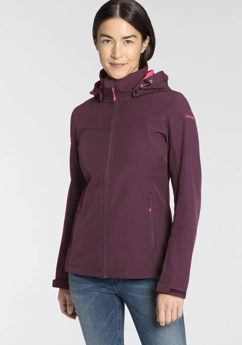 

Куртка из софтшелла Icepeak "D SOFTSHELL JACKE BRENHAM", с капюшоном и высоким воротником-стойкой, фиолетовый