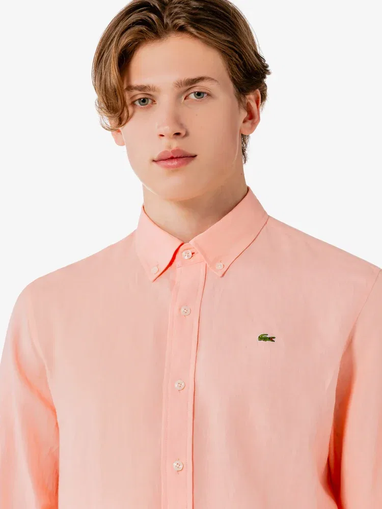 Рубашка с длинным рукавом льняная LACOSTE, Pink — фото 2