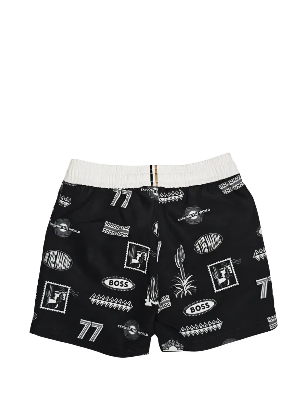 Плавки-шорты с кулиской и графичным принтом BOSS Kidswear, черный — фото 2