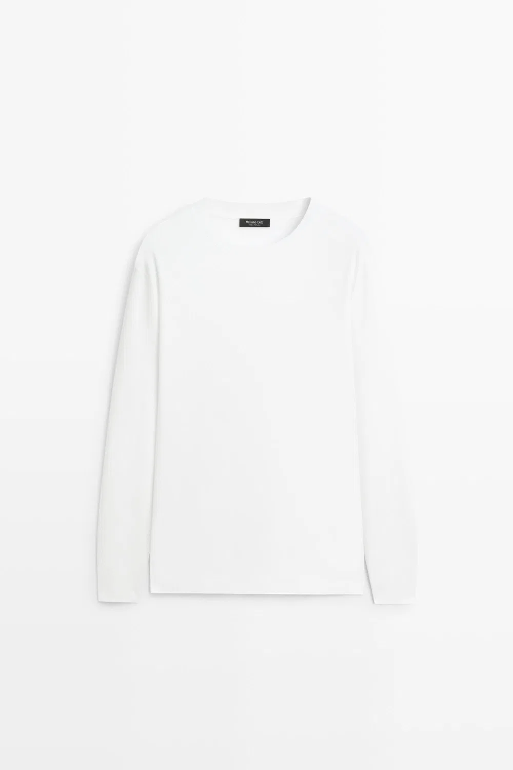 Лонгслив Massimo Dutti 100% Cotton, белый — фото 2