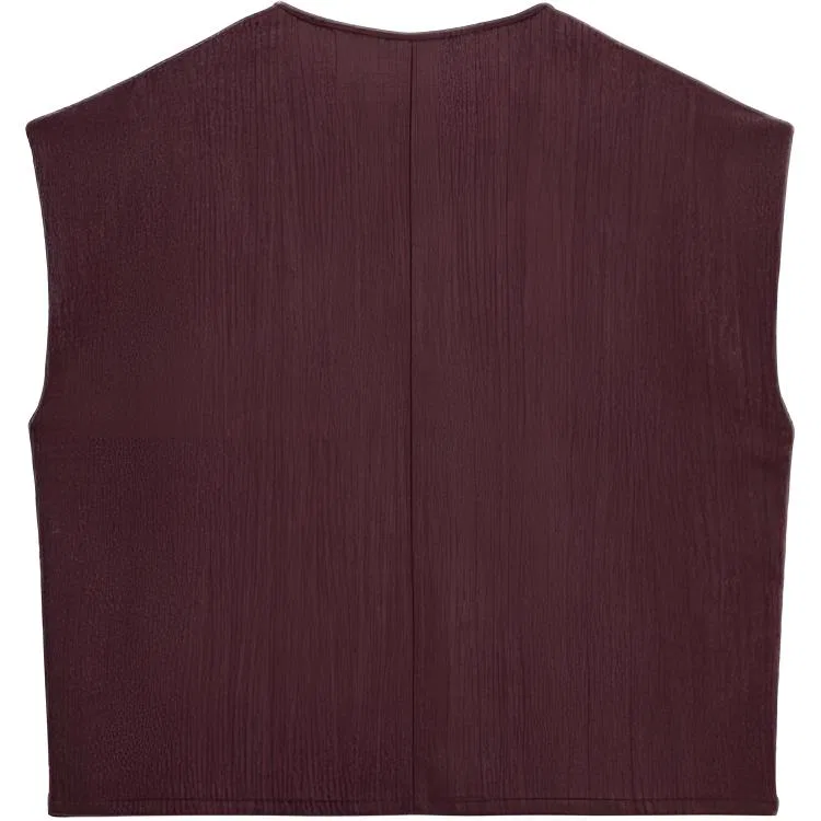 Женская футболка с круглым вырезом Burgundy Red ZARA, Burgundy Burgundy — фото 3