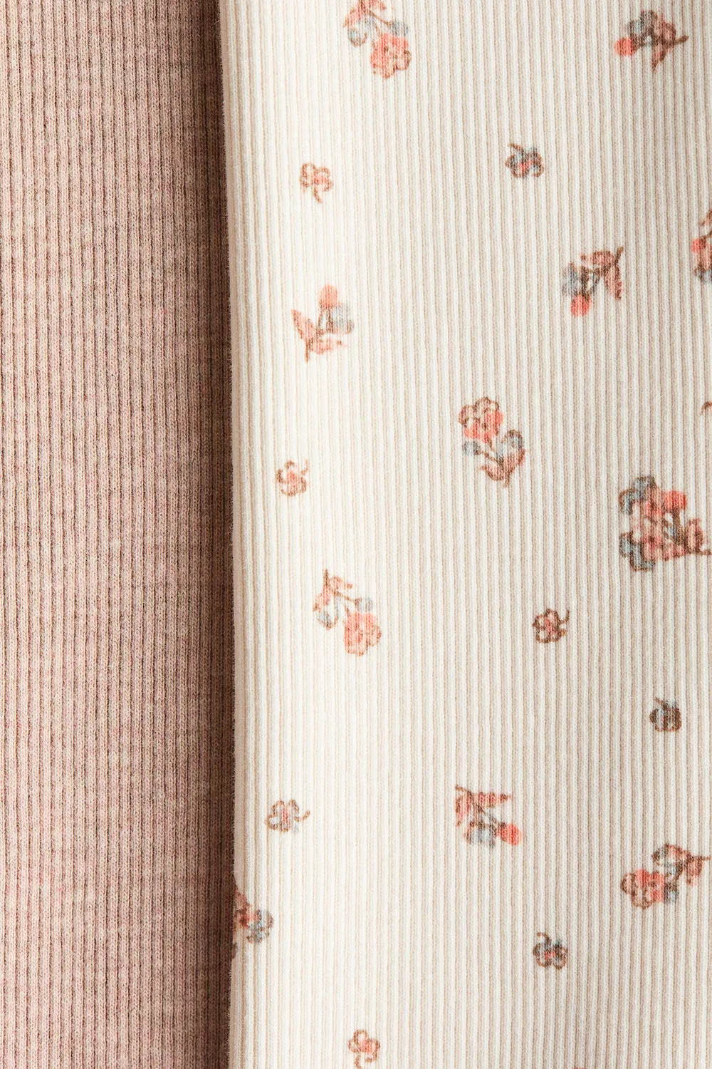 Комплект из 2 ребристых хлопковых леггинсов H&M, Beige/Geblümt — фото 2