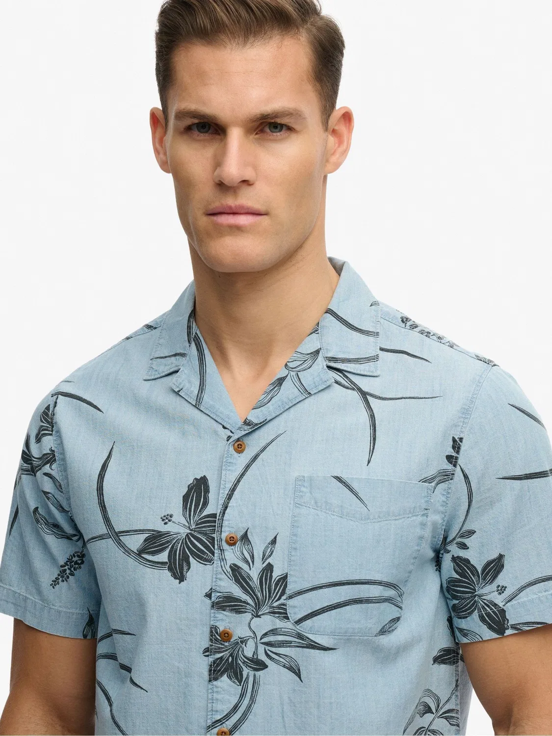 Рубашка с коротким рукавом Vintage Loom Cabana Superdry, голубая — фото 4