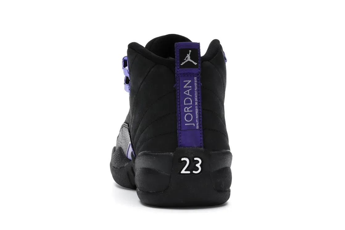 Детские кроссовки с двухцветным дизайном Jordan 12 Retro, Black/Black-Dark Concord — фото 4