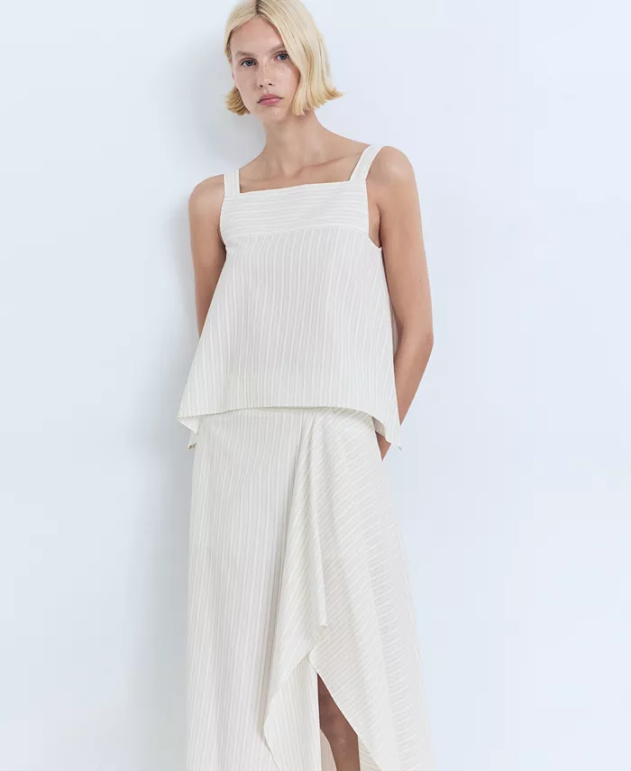 

Женская полосатая асимметричная юбка MANGO, коричневый/бежевый