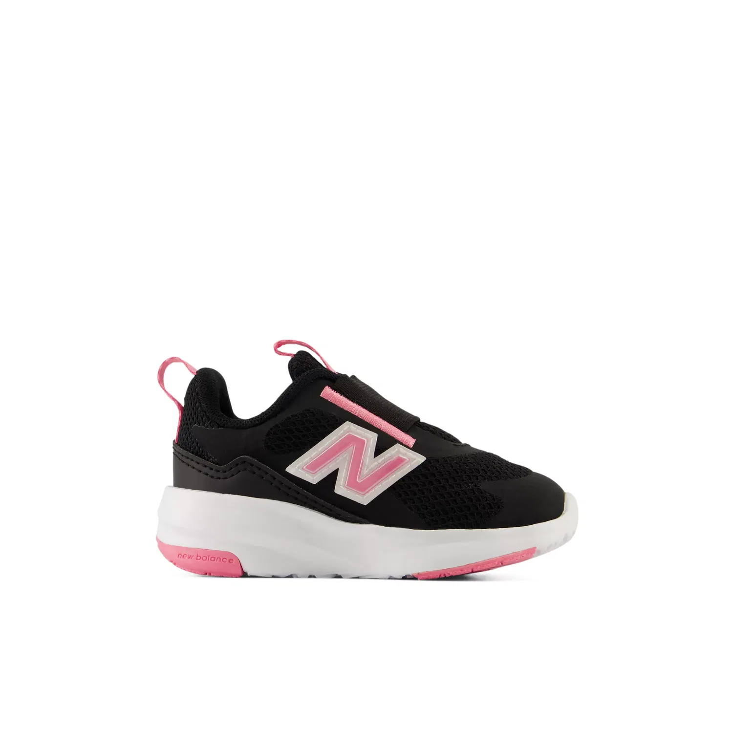 Детские кроссовки без шнуровки на дышащей сетке 468 Slip On New Balance, Black With Signal Pink