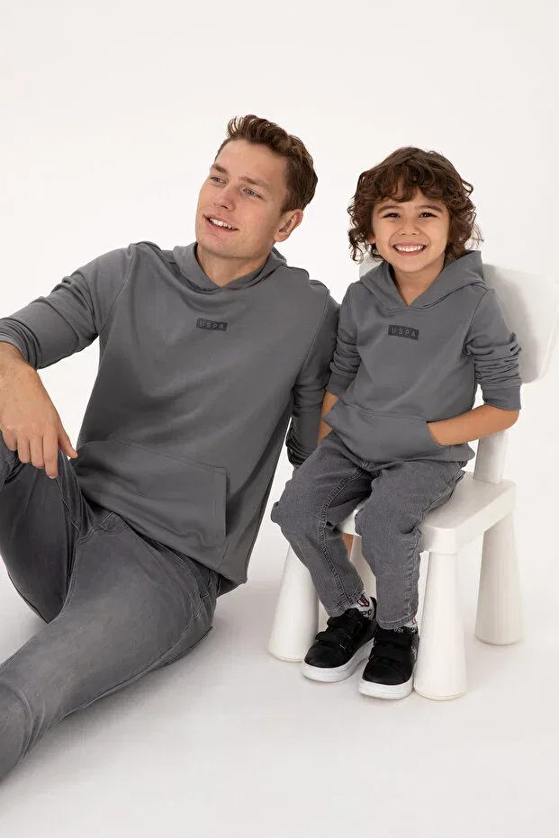 Детское худи для мальчиков с капюшоном Sportswear U.S. Polo Assn., Gray — фото 3