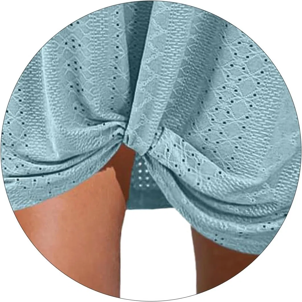 Женское летнее платье свободное с вырезом-лодочкой и карманами Swimsuit Coverup, Light Blue — фото 4