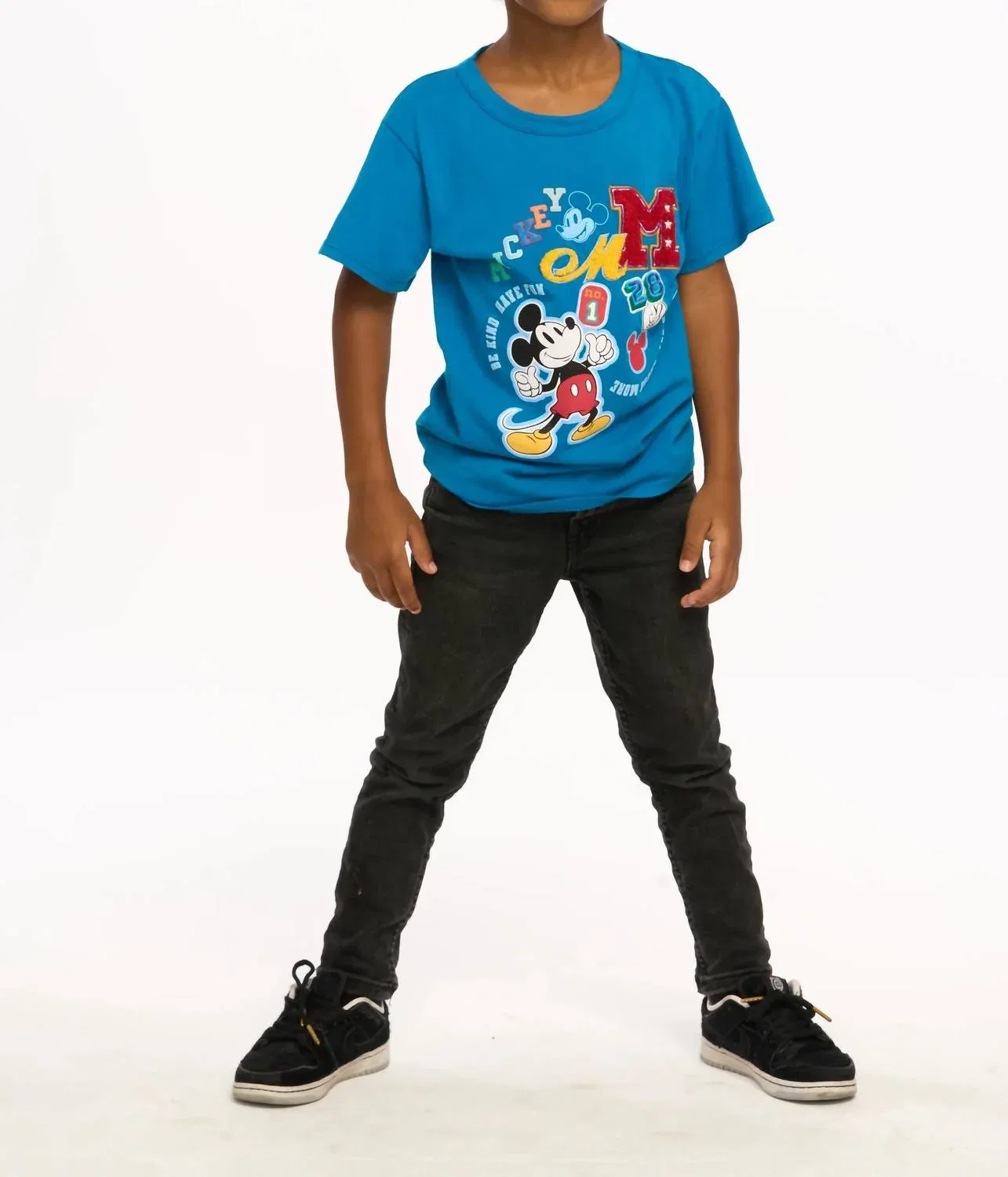 Детская футболка для мальчиков с коротким рукавом и вышивкой Mickey Mouse Varsity Chaser, Mykonos Blue — фото 3