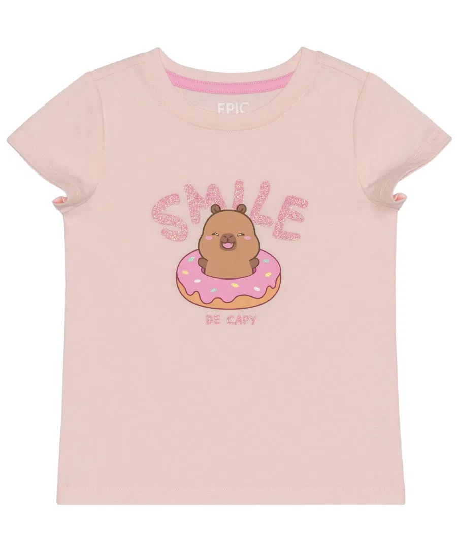 Футболка с коротким рукавом с принтом Capy Fun Epic Threads, Pink Polish